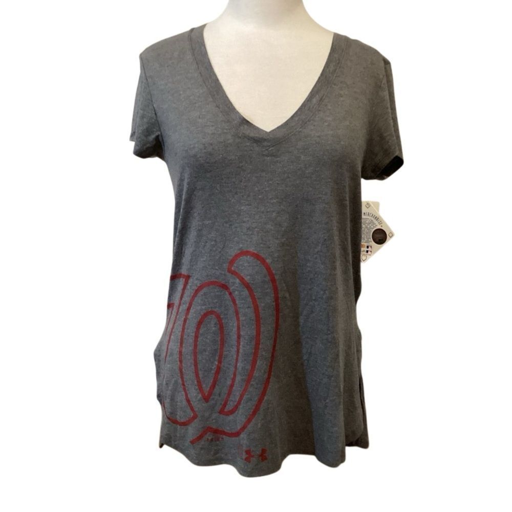 NWT Washington Nationals Under Armour Offset Logo V-Neck T-Shirt Size Small